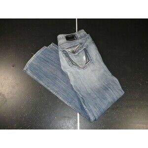 Vintage Division E Button Pockets Men’s Light Blue Jeans 34 - 34x31 Y2K Ripped
